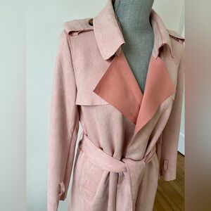 Few Moda New York Pink Faux Suede Trench Coat – Size S